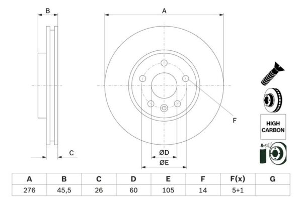 BOSCH 0986479D92 Fren Diski (Ön)